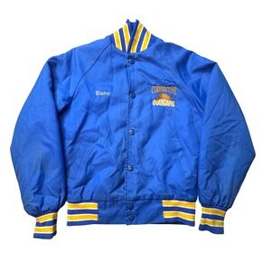 Vintage WestArk Jacket Boys YM Blue Cornerstone Cougars Bomber Quilted Satin USA